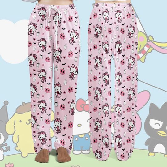 Hello Kitty Pajama Pants for Women and Girls, Cute Sanrio Lounge Bottoms, Perfect Gift for Mother's Day and Birthdays