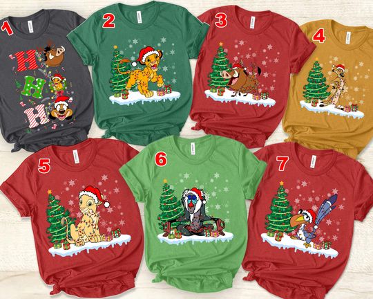 Lion King Christmas Matching Shirt, Lion King Family Shirts, Animal Kingdom Christmas Shirt, Christmas Light, Simba Pumbaa Timon