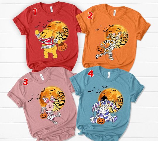 Discover Winnie The Pooh Halloween T-shirt, Eeyore Tigger Piglet Pooh Costume Mummy Shirt, Disney Halloween Matching Shirt, Pooh Halloween Tee