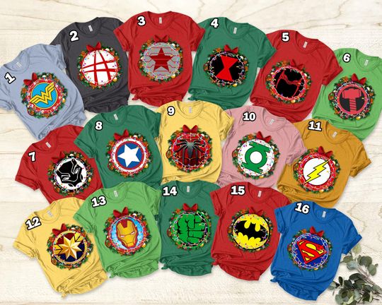 Avengers Christmas T-Shirt, Christmas Lights Tee, Superhero Christmas Shirt, Marvel Family Shirts, Matching X-mas Shirt, Family Marvel Shirt