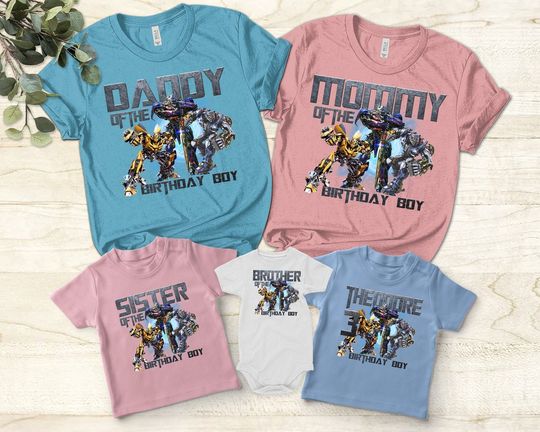 Personalized Transformers Birthday Unisex T-shirt, Transformers Birthday Shirt, Custom Shirt Daddy Mommy Of The Birthday Boy Family Shirt
