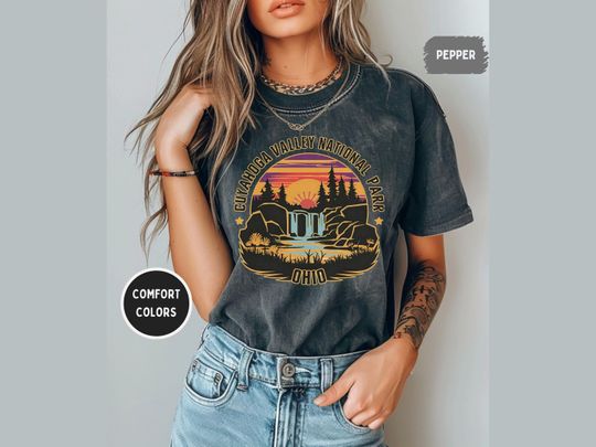 Discover Vintage Cuyahoga Valley National Park shirt, Ohio Tshirt, Comfort Colors, Cuyahoga Waterfalls, Hiking Shirt, Camping Trip Cuyahoga T shirt