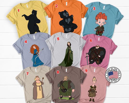Discover Merida Brave Characters Squad Shirt, Disney Princess Merida Cosplay Shirt, Disney Pixar Shirt, Disney Merida Birthday Vacation Shirt,