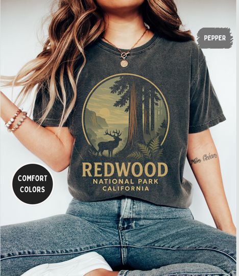 Vintage Redwood National Park T-shirt, Retro Forest Shirt, Nature Lover Gift, Outdoor Adventure Apparel
