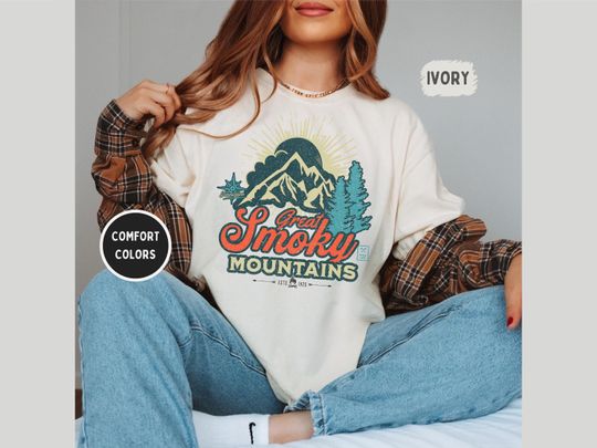 Discover Vintage Great Smoky Mountains National Park Comfort Colors Shirt, Tennessee Smoky Mountains Shirt Tennessee Family Trip Smoky Mountains gift
