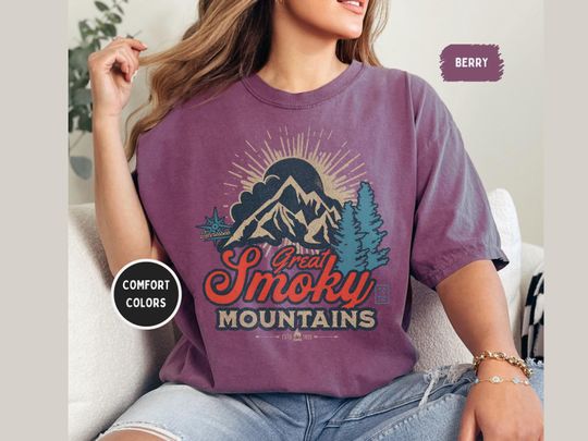 Discover Vintage Great Smoky Mountains National Park Comfort Colors Shirt, Tennessee Smoky Mountains Shirt Tennessee Family Trip Smoky Mountains gift