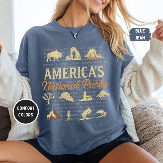Discover Retro National Parks T-shirt, Comfort Colors Tee, Vintage Style Unisex Shirt, Nature Lover Gift, Outdoor Adventure Top, US National Parks