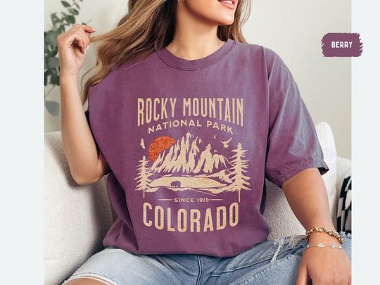 Discover Comfort Colors Rocky Mountain shirt, Rocky Mountain National Park Tshirt Colorado Shirt Rocky Mountains Camping Trip Hiking shirt Hiking Tee