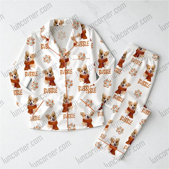 Discover Custom Dog Pajamas  Personalized Pet Photo Sleepwear Set, Name Print PJs for Dog Lovers
