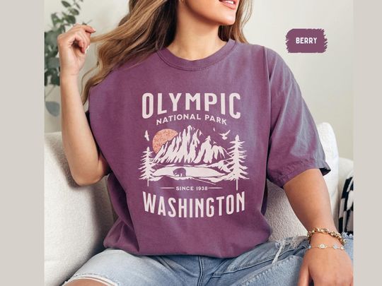 Discover Retro Olympic National Park Comfort Colors Shirt Washington Shirt Hiking tee Olympic Park Family Trip Olympic Park gift Washington Souvenir