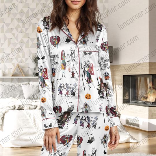 Discover Nightmare Before Christmas Pajama Set, Halloween Sleepwear, Jack Skellington & Sally Loungewear