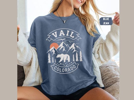 Discover Vintage Vail Colorado Comfort Colors shirt, Retro Colorado State Tshirt, Vail Souvenir Hiking&nbsp;Camping ski resort shirt Rocky Mluntains tee