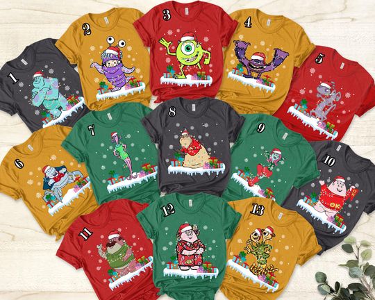 Discover Monster Inc Christmas Shirt, Monster Inc Shirt, Disney Character Shirt, Christmas Lights Tee, Christmas Group Shirt, Matching Xmas Tee