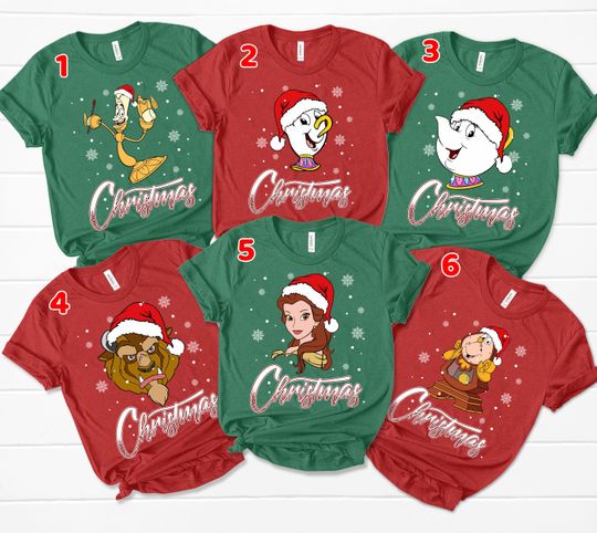 Disney Beauty and The Beast Christmas Shirt,Princess Belle Christmas,Beauty And Beast Characters Shirts,Disneyland Christmas Party