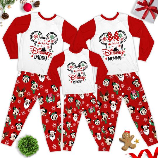 Discover Custom Disney Family Trip Matching Pajamas Set, Mickey And Minnie Head Pajama, Mickey Mouse Christmas Pyjamas, Disneyland Pajamas Gift