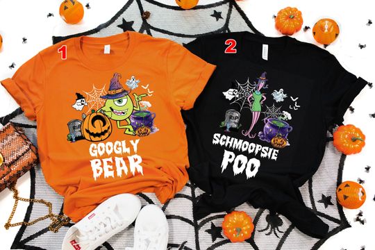 Custom Googly Bear and Schmoopsie Poo Halloween Couple Shirt-Monsters Inc Couple Shirts-Disney Shirt-Disneyworld Couple Shirts Gift