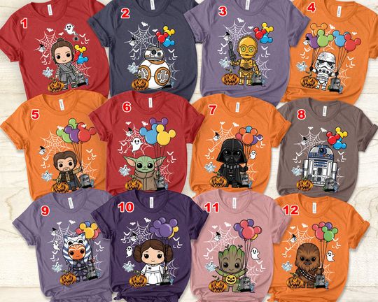 Discover Star Wars Halloween Balloons T-Shirt, Disney Star Wars Halloween Shirts, Custom Yoda Darth Vader BB-8 Disneyland Halloween Party Shirts
