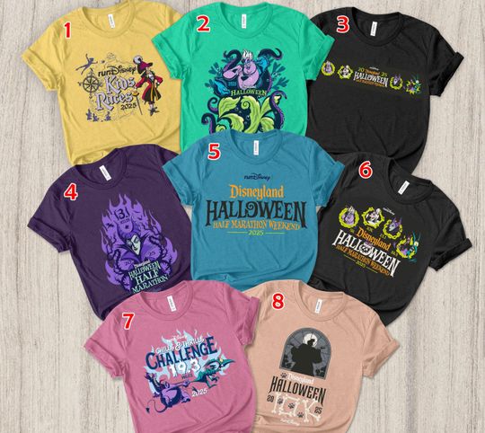 Disneyland Halloween Half Marathon Weekend 2025 TankTop, runDisney Villains Ursula Maleficent Cruella 5k 10k Tee, Chills & Thrills Challenge