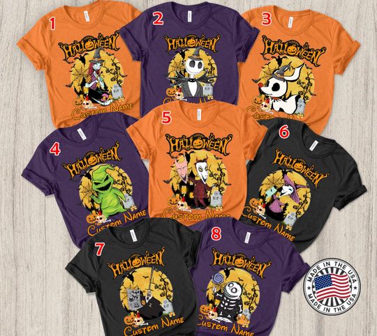 Custom Name Nightmare Before Christmas Halloween T-Shirt Nightmare Before Christmas Squad Shirt Jack Skellington Sally Zero Shock Lock Shirt