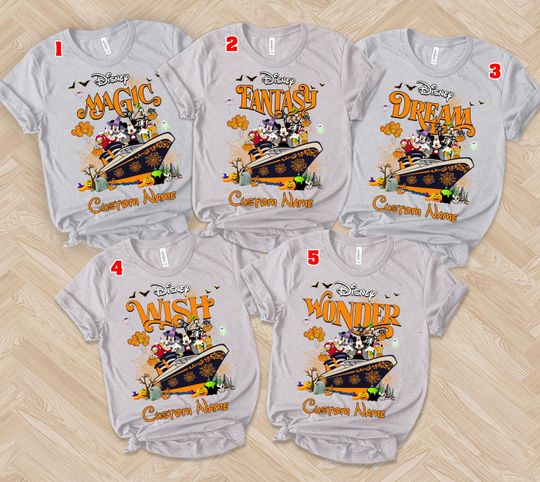 Discover Personalized Mickey & Friends Halloween on the High Seas Shirt, Disney Cruise Line Halloween Family, Custom Name Cruise 2025 Trip Shirts
