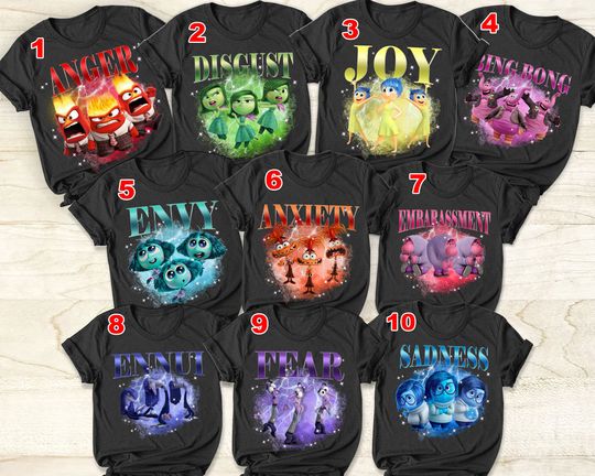 Discover Disney Inside Out 2 T-shirt, Anger Disgust Joy Bing Bong Envy Anxiety Ennui Fear Sadness, It's Okay To Feel All The Feel, Inside Out Shirt