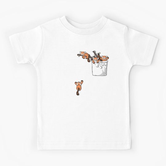 Discover Pocket Red Panda Bears Kids T-Shirt
