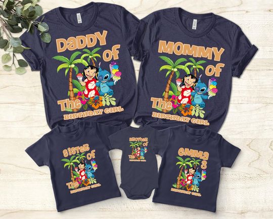 Discover Personalized Lilo And Stitch Birthday Girl Shirt, Birthday Shirts, Stitch Baby Shower Shirts, Disney Family Shirts, Disney Birthday Shirts