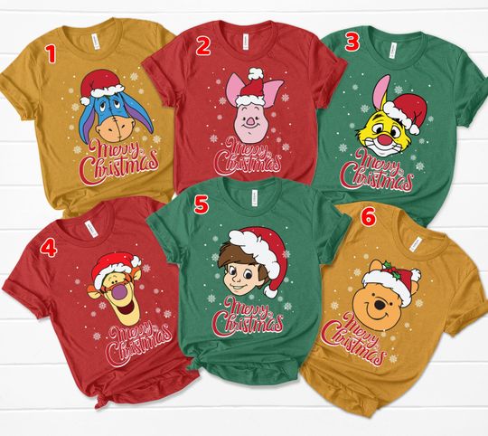Discover Winnie The Pooh Disney Christmas Shirt, The Pooh and Friends Merry Christmas Shirt, Disney Family Christmas Party , Pooh Bear Christmas