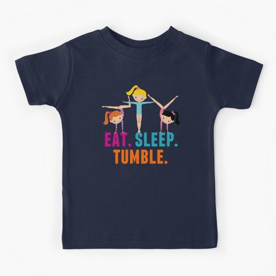 Discover Eat Sleep Tumble Funny Gymnastics Girls Kids T-Shirt