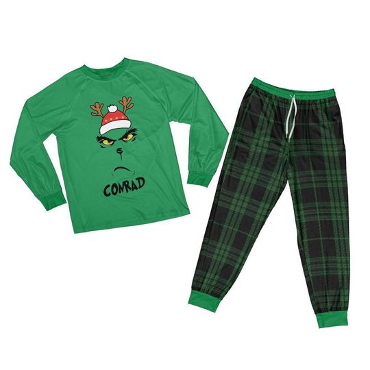 Custom name funny character Christmas Pajamas, Thanksgiving Christmas Raglan Pajamas Set for Family  Thanksgiving Gift Pajama Set