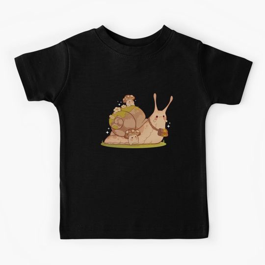 Discover Cute mini mushrooms with big snail friend Kids T-Shirt