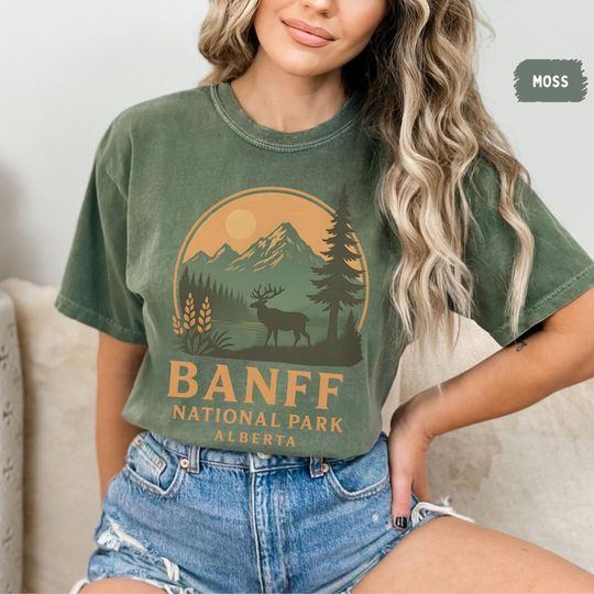 Discover Banff National Park Alberta Comfort Colors Shirt, Unisex Tee for Nature Lovers, Mountain Graphic Tee, Canadian Vacation Souvenir, Outdoor