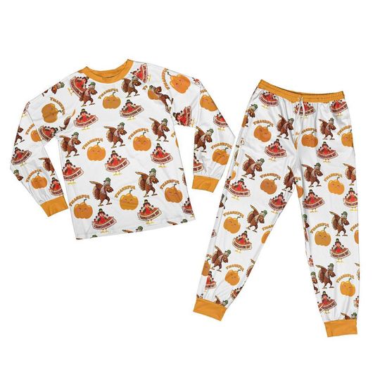 Happy Hallothanksmas Halloween Thanksgiving Christmas Raglan Pajamas Set for Family  Thanksgiving Gift Pajama Set