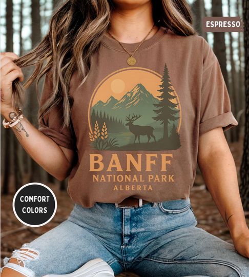 Discover Banff National Park Alberta Comfort Colors Shirt, Unisex Tee for Nature Lovers, Mountain Graphic Tee, Canadian Vacation Souvenir, Outdoor