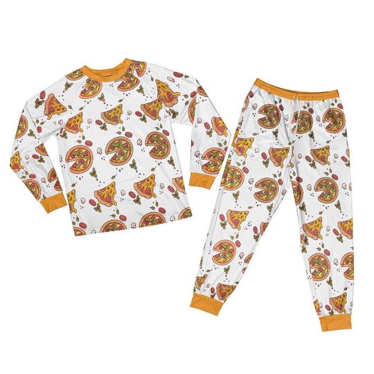 Pizza with one slice missing Father and son Raglan Pajamas Set for Family  Thanksgiving Gift Pajama Set
