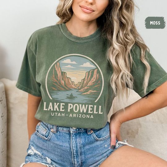 Discover Vintage Lake Powell Comfort Colors T-shirt, Unisex Tee, Men's Women's trip Shirt, Retro Graphic Tee, Summer Lake Apparel, Arizonna, Utah gift