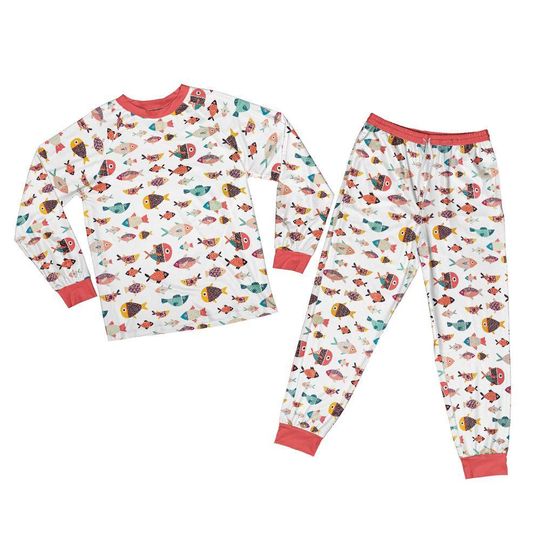 Sailor colorful fishes Kids Pajamas,  Raglan Pajamas Set for Family  Thanksgiving Gift Pajama Set