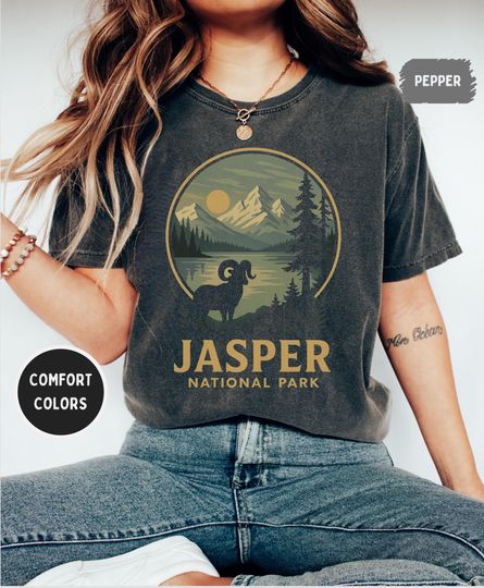 Discover Vintage Jasper National Park T-shirt, Retro Comfort Colors Shirt, Unisex Tee for Outdoors Lovers, Mountain Nature Shirt, Canada Travel gift