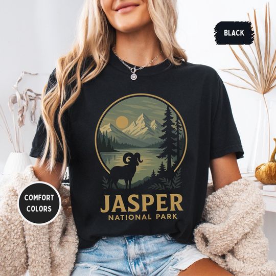 Discover Vintage Jasper National Park T-shirt, Retro Comfort Colors Shirt, Unisex Tee for Outdoors Lovers, Mountain Nature Shirt, Canada Travel gift