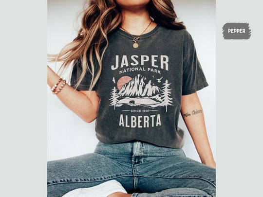 Discover Jasper National Park shirt, Jasper Comfort Colors Shirt Vintage Jasper Tshirt Canadian Rockies tee Rocky Mountains Oversized Canada gifts