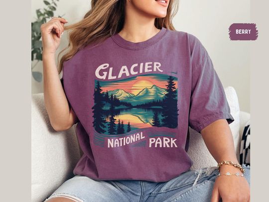 Vintage Glacier National Park T-shirt, Montana shirt, Glacier Souvenir Hiking shirt Mountains Shirt, Rockies shirt