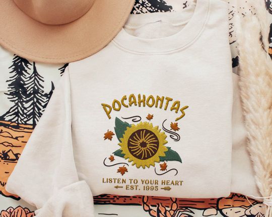 Discover Embroidered Pocahontas Est 1995 Listen To Your Heart Sweatshirt, Disney Princess Embroidery Shirt, Disneyland Family Trip,Walt Disney World