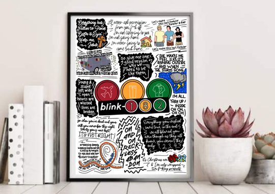 Discover B182 Lyric Print A4 | B182 | Take Off Your Pants & Jacket | Mark Hoppus | Tom DeLonge | Travis Barker | Album Lyric Artwork