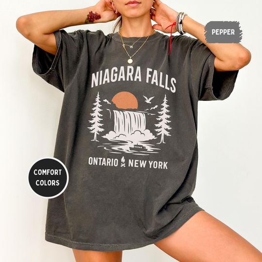 Discover Vintage Niagara Falls Comfort Colors T-shirt, Retro Tee, Unisex Shirt, Tourist Gift, Vacation Apparel Ontario Canada Shirt, Buffalo New York