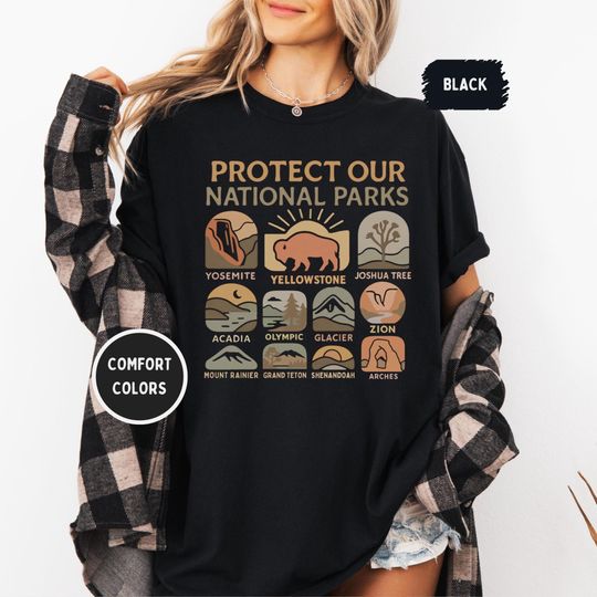 Retro Protect our National Parks T-Shirt, Boho Tee, Nature Lover Gift, Activist gift