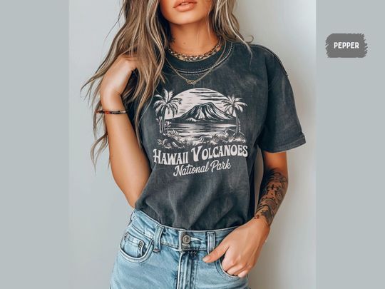 Discover Vintage Hawaii Volcanoes Comfort Colors shirt, Hawaii Volcanoes National Park shirt Aloha State gift Camping Trip Hawaii Souvenir Hiking tee