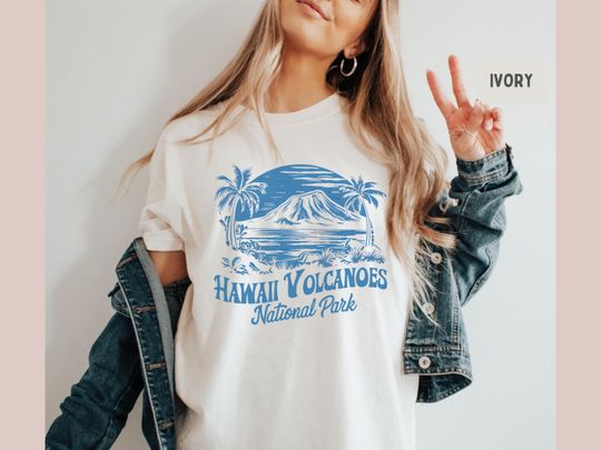 Discover Vintage Hawaii Volcanoes Comfort Colors shirt, Hawaii Volcanoes National Park shirt Aloha State gift Camping Trip Hawaii Souvenir Hiking tee