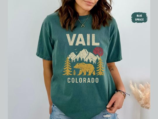 Discover Vail Colorado Comfort Colors shirt, Vintage Colorado State Tshirt, Vail Souvenir Hiking&nbsp;Camping ski resort shirt Rocky Mluntains tee