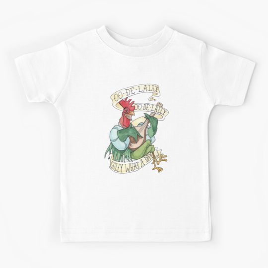 Alan-A-Dale Rooster : OO-De-Lally Golly What A Day Tattoo Watercolor Painting Robin Hood Kids T-Shirt