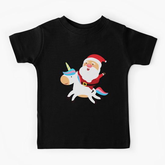 Discover Santa Riding on Unicorn Kids T-Shirt